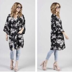 SPIRITUAL GANGSTER floral light weight fairy goth tie front kimono OS